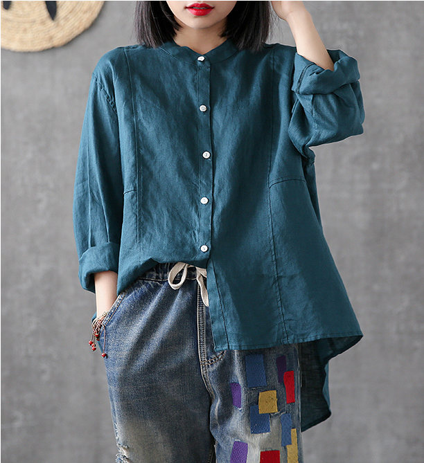 Long Sleeve Summer Women Casual Blouse Linen Shirts Tops DZA2006136 VPPBUY shop