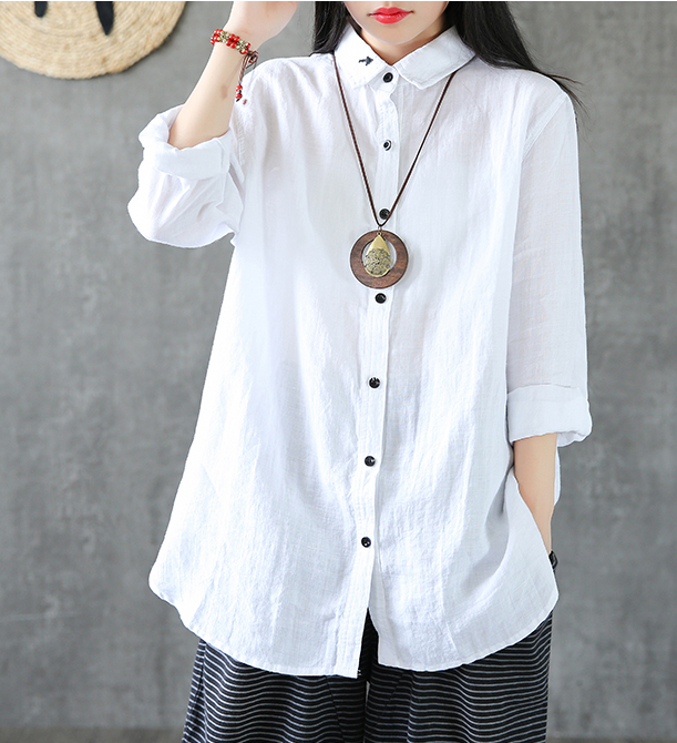 Long Sleeve Spring Summer Women Casual Blouse Cotton Linen Shirts  Women Tops DZA2005312 VPPBUY shop