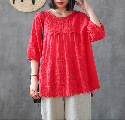 Length Sleeve Summer Women Casual Blouse Cotton Linen Shirts  Women Tops DZA2005315 VPPBUY shop