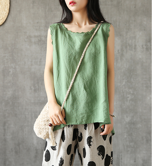 Sleeveless Summer Women Casual Blouse Cotton Linen Shirts Women Tops DZA2005246 VPPBUY shop