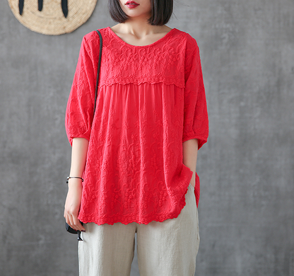 Length Sleeve Summer Women Casual Blouse Cotton Linen Shirts  Women Tops DZA2005315 VPPBUY shop