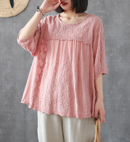 Length Sleeve Summer Women Casual Blouse Cotton Linen Shirts  Women Tops DZA2005315 VPPBUY shop