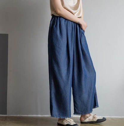 Summer Silk Denim Women Wide Legs Pants VPPBUY shop