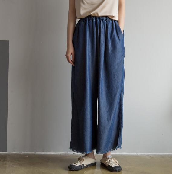 Summer Silk Denim Women Wide Legs Pants VPPBUY shop