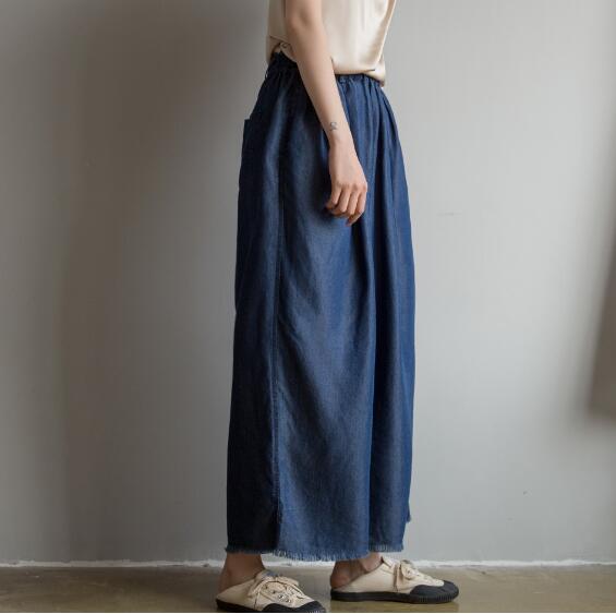 Summer Silk Denim Women Wide Legs Pants VPPBUY shop