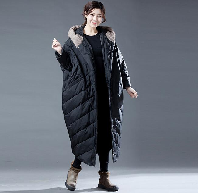 Color Block Long Women Winter Loose Duck Down Warm Women Jackets VPPBUY shop