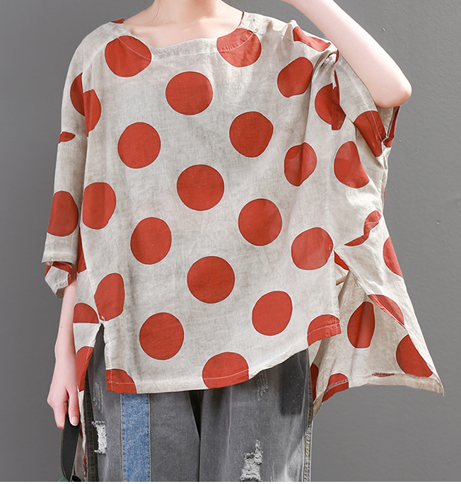 Dot Loose Casual Linen Spring Summer Women Tops SXM97299 VPPBUY shop