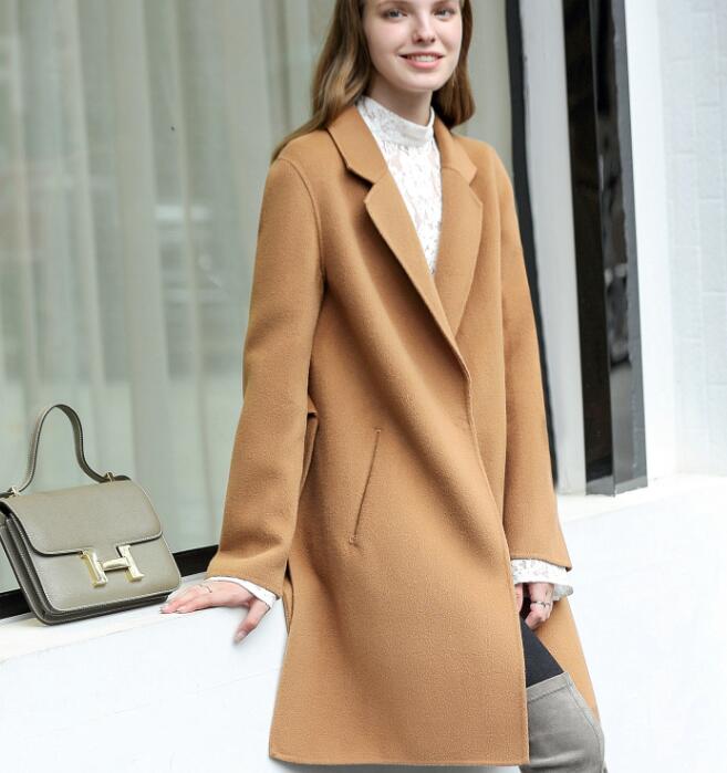 Side Slit Women Winter Wool Coat  Double Face Women Wool Coat Jacket With Waist Belt53002 VPPBUY shop