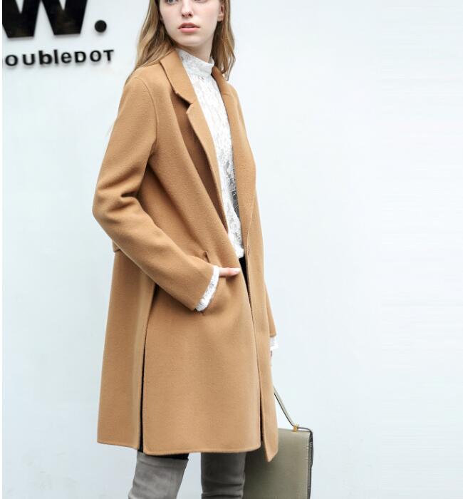 Side Slit Women Winter Wool Coat  Double Face Women Wool Coat Jacket With Waist Belt53002 VPPBUY shop