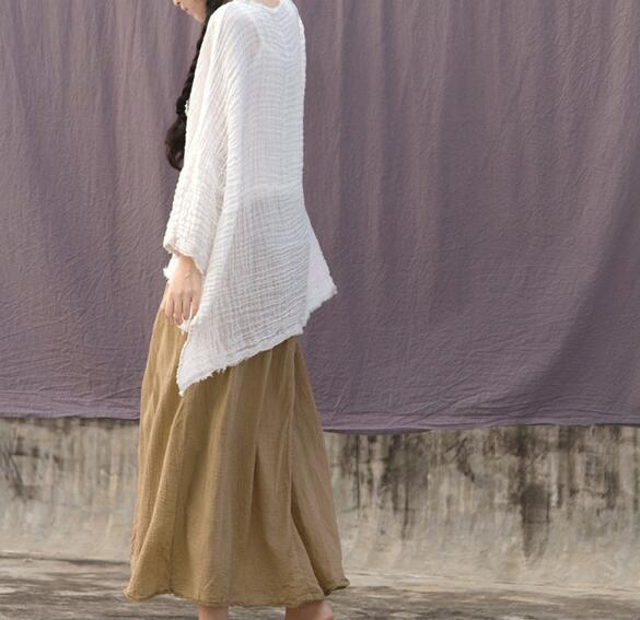 Women Linen Tops Women Blouse 3/4 Sleeves Loose Style H9504 VPPBUY shop