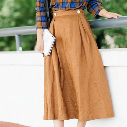 Women's Skirts Summer Linen Skirt Elastic Waist VPPBUY shop