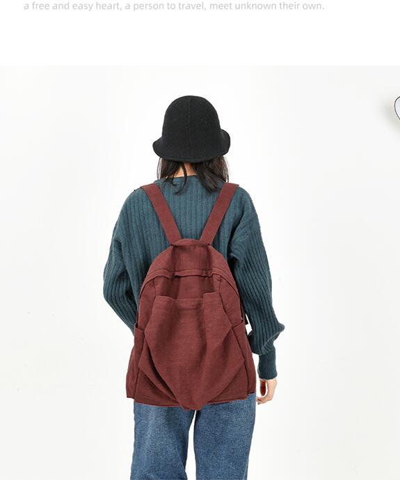 Cotton Linen Casual Large Backpack Women Travel Bag Shoulder Bag VPPBUY shop