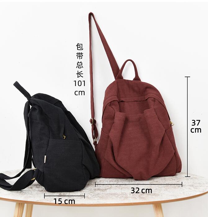 Cotton Linen Casual Large Backpack Women Travel Bag Shoulder Bag VPPBUY shop