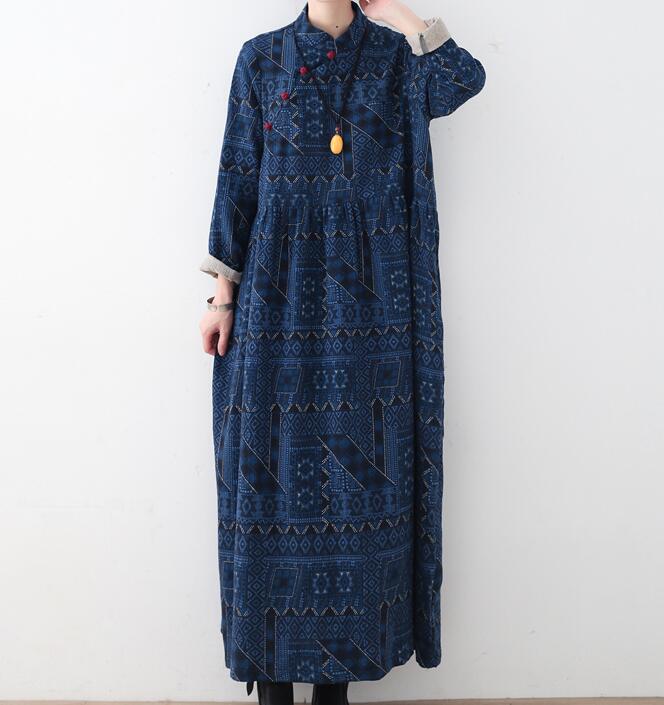 Cotton Linen Print Long Women Dresses Plus Size AMT962328 VPPBUY shop