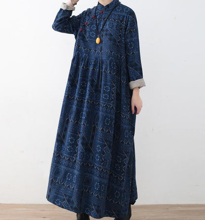 Cotton Linen Print Long Women Dresses Plus Size AMT962328 VPPBUY shop