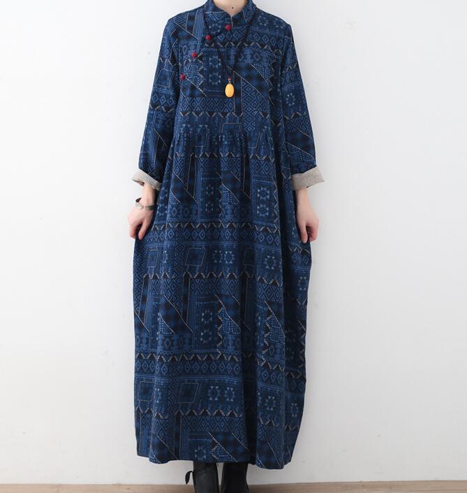 Cotton Linen Print Long Women Dresses Plus Size AMT962328 VPPBUY shop