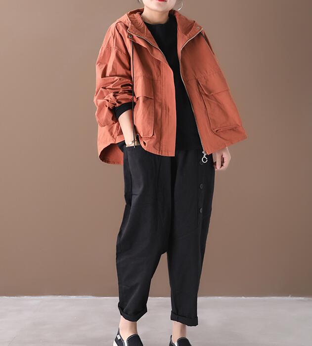 Draw String Hooded Loose Short Casual Coat A line Parka Plus Size Coat Jacket VPPBUY shop