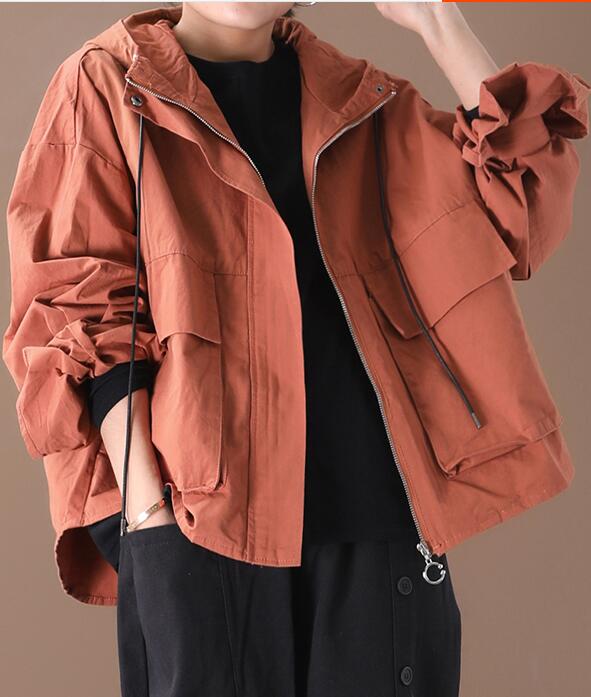 Draw String Hooded Loose Short Casual Coat A line Parka Plus Size Coat Jacket VPPBUY shop