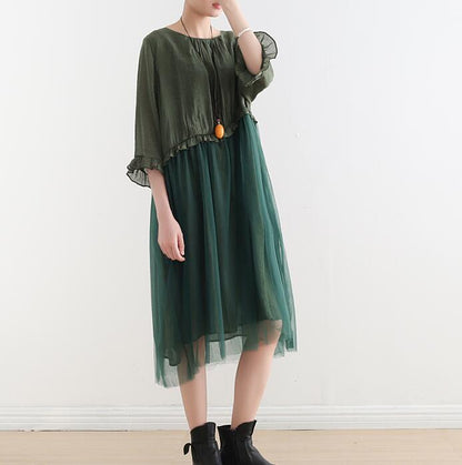 Chiffon Gauze Patchwork Loose Long Women Dresses Plus Size AMT962328 VPPBUY shop