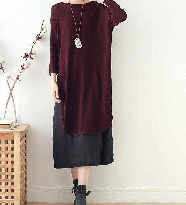 Knit Linen Loose Long Dresses Plus Size AMT962328 VPPBUY shop