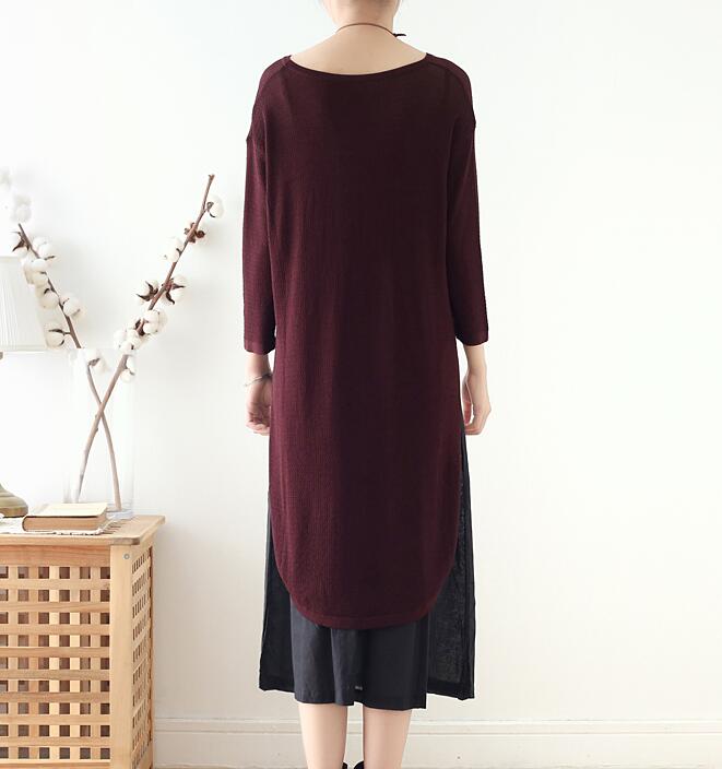 Knit Linen Loose Long Dresses Plus Size AMT962328 VPPBUY shop