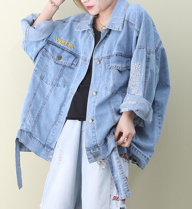 Loose Denim Short Hooded Casual Coat A line Parka Plus Size Coat Jacket VPPBUY shop