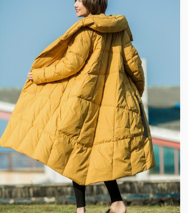 Long Winter Duck Down Jacket, Hooded Down Jacket Women Plus Size VPPBUY shop