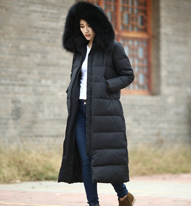 Casual Long Puffer Coat Women Down Coat Jacket Winter Down Jacket With Fur Trim 30211 VPPBUY shop