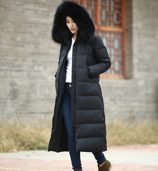 Casual Long Puffer Coat Women Down Coat Jacket Winter Down Jacket With Fur Trim 30211 VPPBUY shop