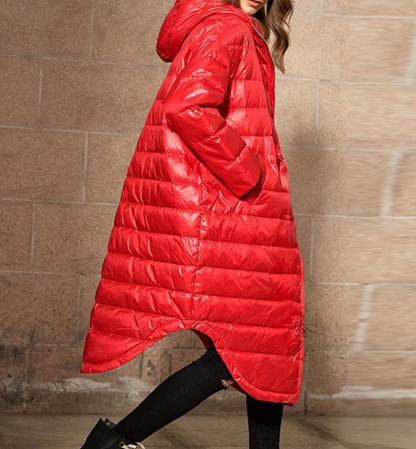 A -line Hooded Puffer Coat Long Winter Duck Down Jacket Loose Down Jacket Women 23220 VPPBUY shop