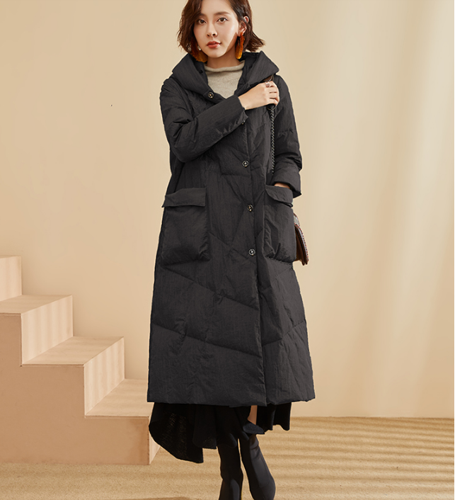 Long Winter Duck Down Jacket, Hooded Down Jacket Women Coat VPPBUY shop