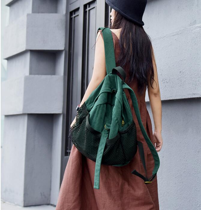 Green Simple Design Casual Large Backpack Women Handbag Bag Shoulder Tote Bag VPPBUY shop