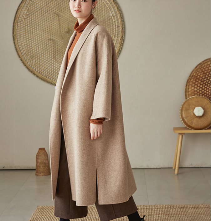 Slit Wool Coat Handmade Long Warm Long Women Wool Coat Jackets 2512 VPPBUY shop