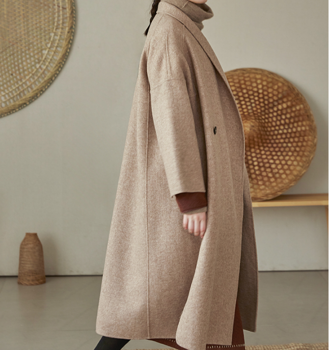 Slit Wool Coat Handmade Long Warm Long Women Wool Coat Jackets 2512 VPPBUY shop