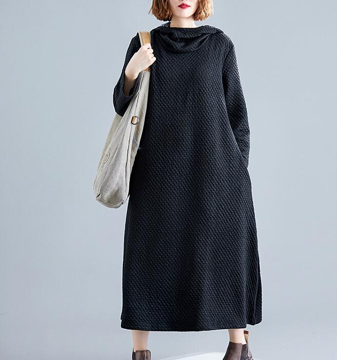 Hooded Women Linen Cotton Padded Loose Dresses Long Sleeve Women Dress YM9201229 VPPBUY shop