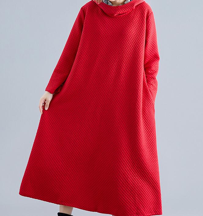 Hooded Women Linen Cotton Padded Loose Dresses Long Sleeve Women Dress YM9201229 VPPBUY shop