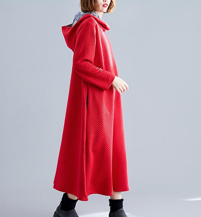 Hooded Women Linen Cotton Padded Loose Dresses Long Sleeve Women Dress YM9201229 VPPBUY shop