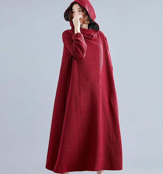 Hooded Women Linen Cotton Padded Loose Dresses Long Sleeve Women Dress YM9201229 VPPBUY shop