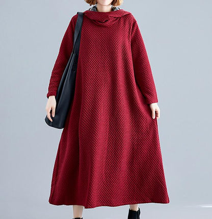 Hooded Women Linen Cotton Padded Loose Dresses Long Sleeve Women Dress YM9201229 VPPBUY shop