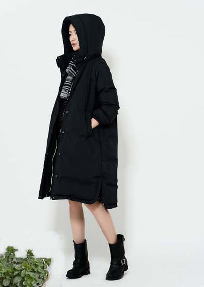 A -line Hooded Long Winter Duck Down Jacket Slit Down Jacket Women VPPBUY shop