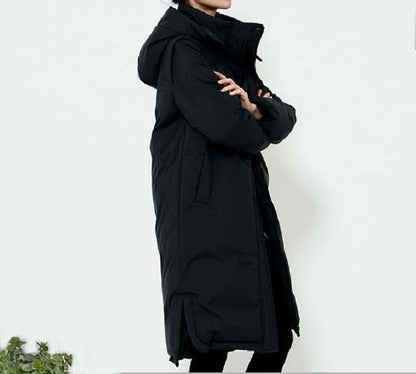 A -line Hooded Long Winter Duck Down Jacket Slit Down Jacket Women VPPBUY shop