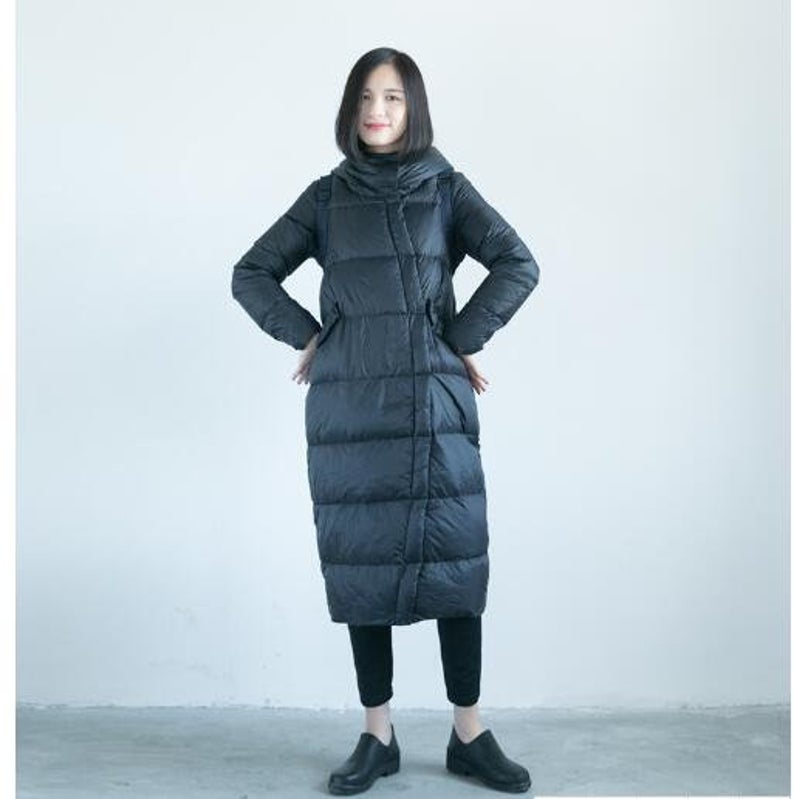 Asymmetry Hooded Long Winter Duck Down Jacket Large Collar Down Jacket Women VPPBUY shop