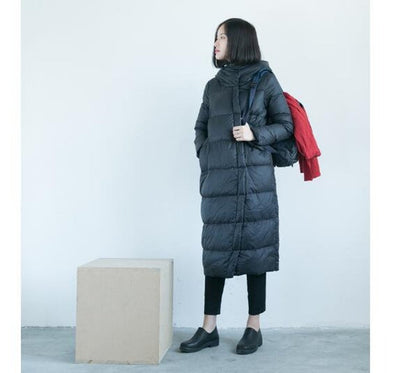 Asymmetry Hooded Long Winter Duck Down Jacket Large Collar Down Jacket Women VPPBUY shop