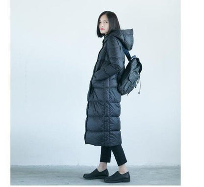 Asymmetry Hooded Long Winter Duck Down Jacket Large Collar Down Jacket Women VPPBUY shop