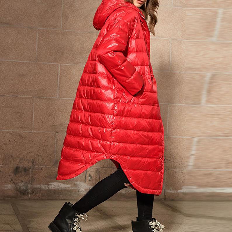 A -line Hooded Puffer Coat Long Winter Duck Down Jacket Loose Down Jacket Women 23220 VPPBUY shop