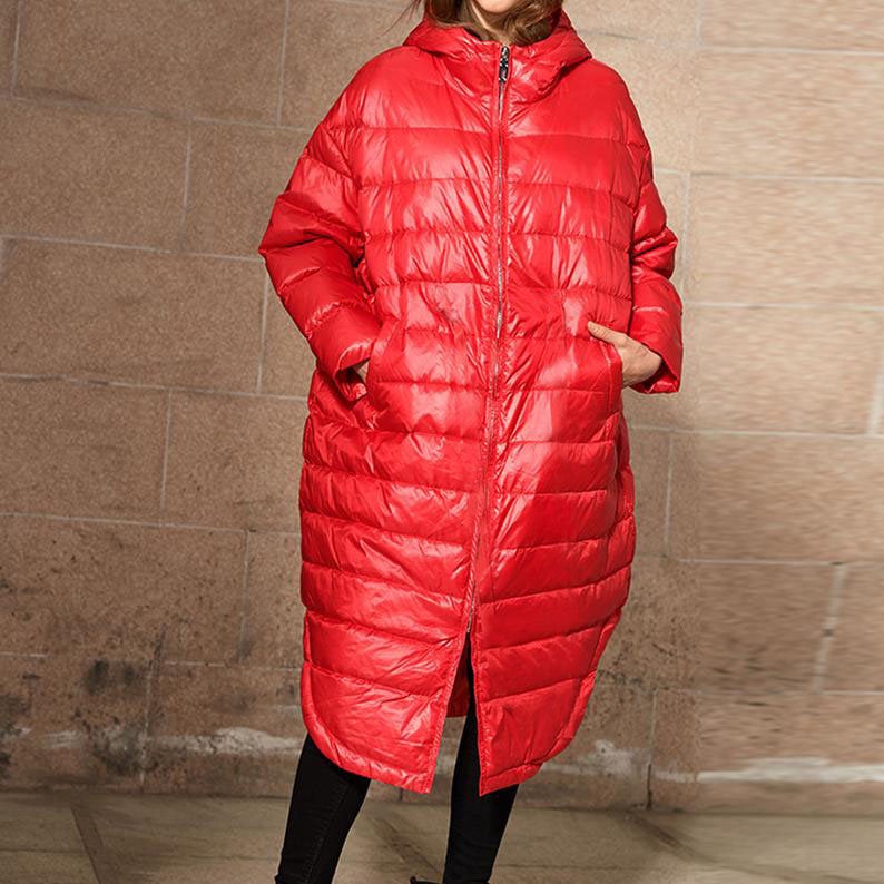 A -line Hooded Puffer Coat Long Winter Duck Down Jacket Loose Down Jacket Women 23220 VPPBUY shop