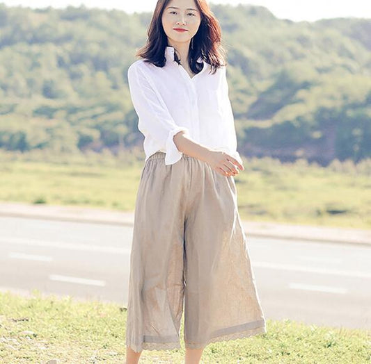 Kahki Linen Summer Women Casual Pants SJ97137 VPPBUY shop