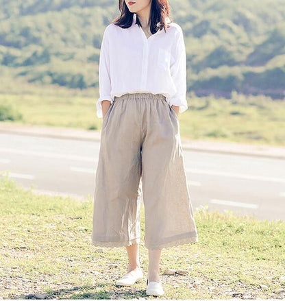 Kahki Linen Summer Women Casual Pants SJ97137 VPPBUY shop