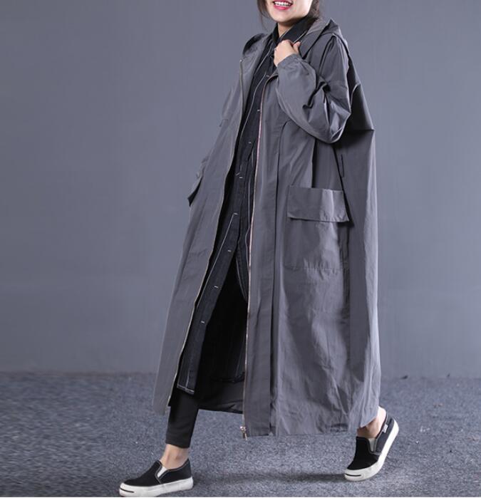 Long Hooded Casual Coat Loose A line Parka Plus Size Coat Jacket VPPBUY shop