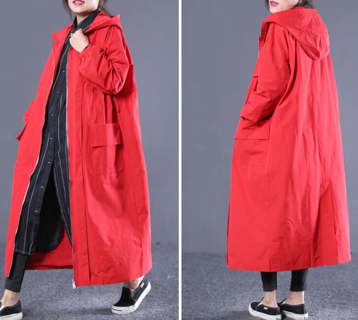 Long Hooded Casual Coat Loose A line Parka Plus Size Coat Jacket VPPBUY shop